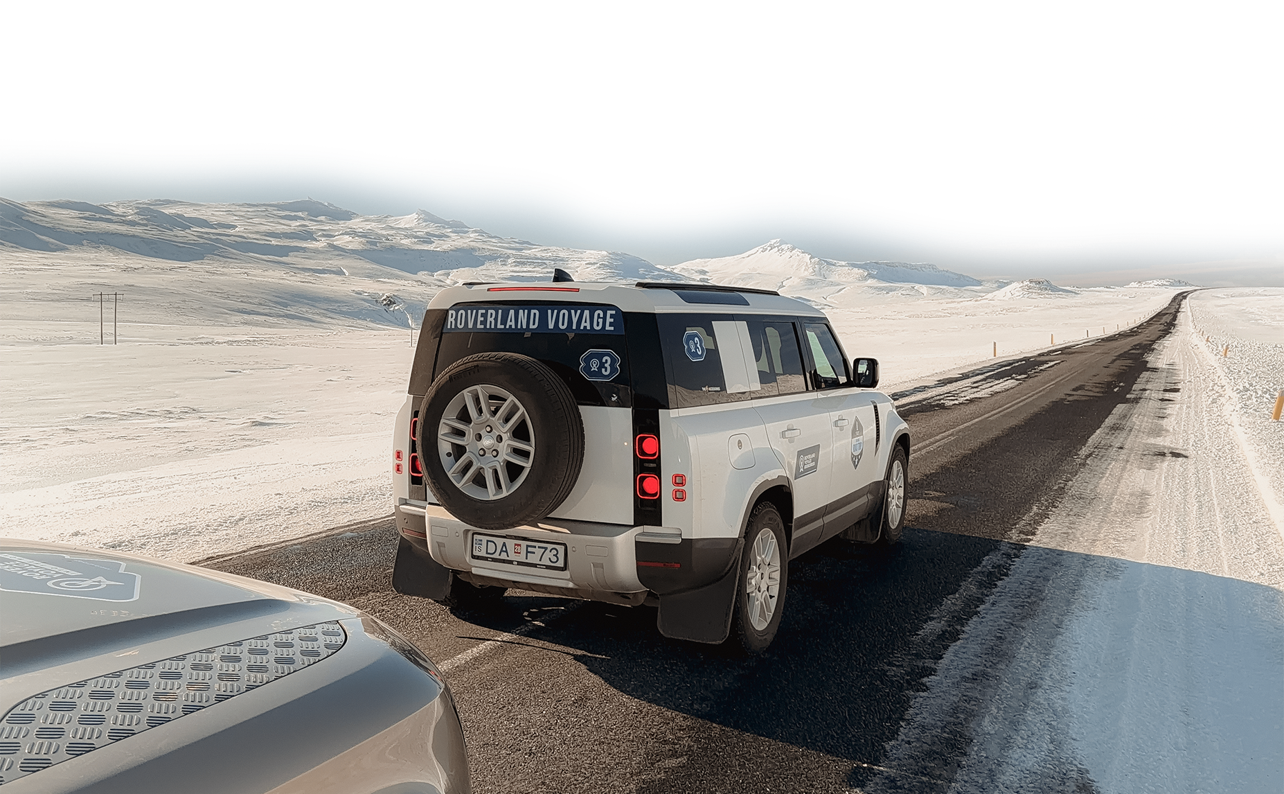 Roverland Voyage Land Rover Defender on an Icelandic road